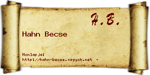 Hahn Becse névjegykártya